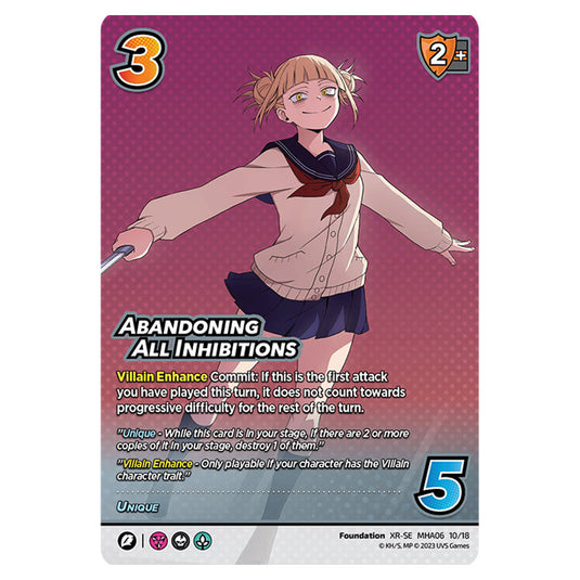 Abandoning All Inhibitions card from the My Hero Academia set Jet Burn XR-SE MHA06 10/18