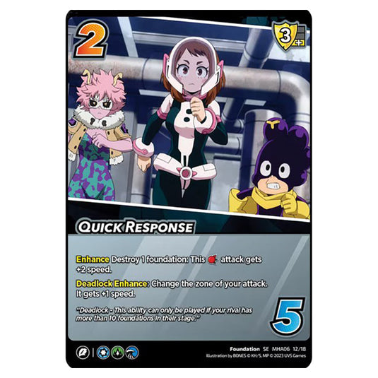 Quick Response card from the My Hero Academia set Jet Burn SE MHA06 12/18