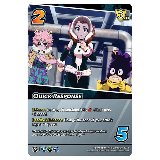 Quick Response card from the My Hero Academia set Jet Burn XR-SE MHA06 12/18