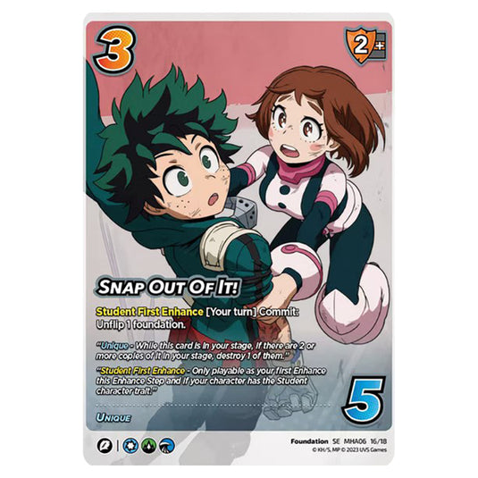 Snap Out Of It! card from the My Hero Academia set Jet Burn SE MHA06 16/18