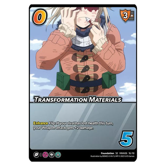 Transformation Materials card from the My Hero Academia set Jet Burn SE MHA06 16/18