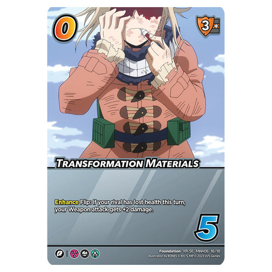 Transformation Materials card from the My Hero Academia set Jet Burn XR-SE MHA06 16/18