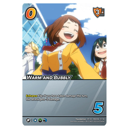 Warm and Bubbly card from the My Hero Academia set Jet Burn XR-SE MHA06 17/18