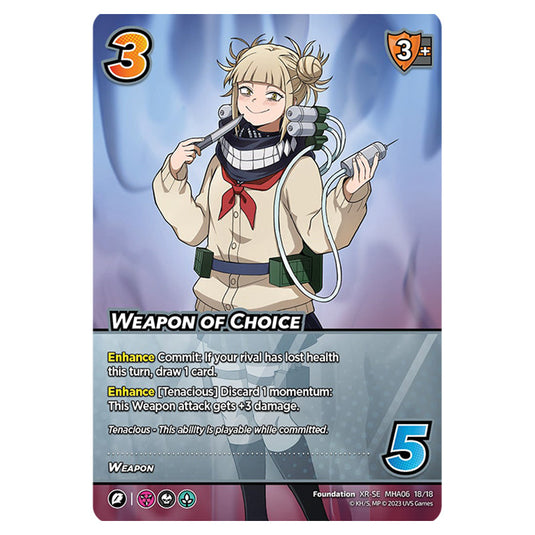 Weapon of Choice card from the My Hero Academia set Jet Burn XR-SE MHA06 18/18