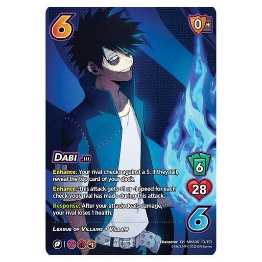 Dabi card from the My Hero Academia set Jet Burn CH MHA06 10/153