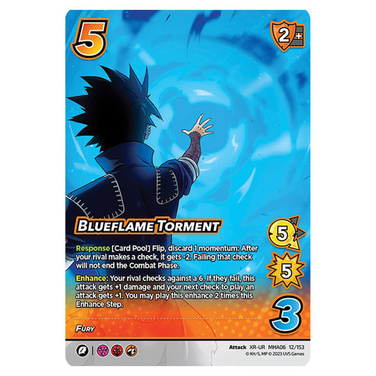 Blueflame Torment card from the My Hero Academia set Jet Burn XR-UR MHA06 12/153