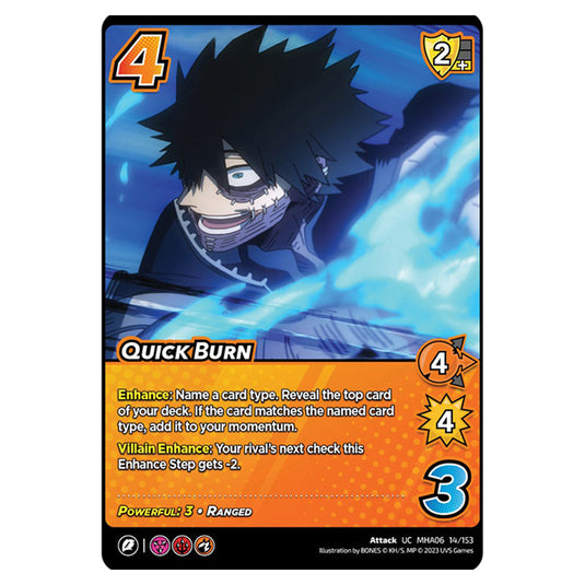 Quick Burn card from the My Hero Academia set Jet Burn UC MHA06 14/153