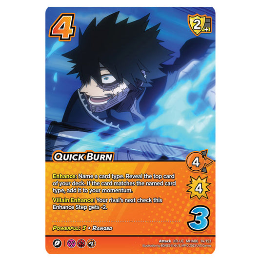 Quick Burn card from the My Hero Academia set Jet Burn XR-UC MHA06 14/153