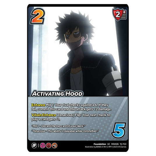 Activating Hood card from the My Hero Academia set Jet Burn UC MHA06 15/153