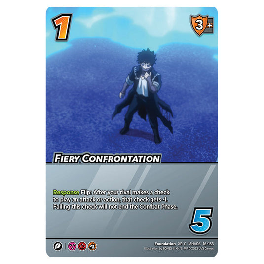 Fiery Confrontation card from the My Hero Academia set Jet Burn XR-C MHA06 16/153