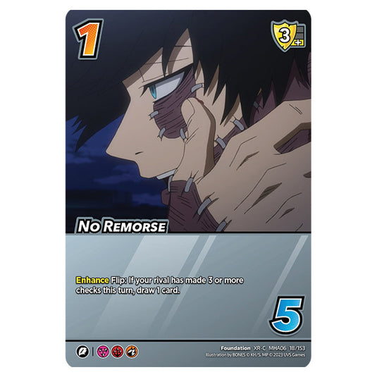 No Remorse card from the My Hero Academia set Jet Burn XR-C MHA06 18/153