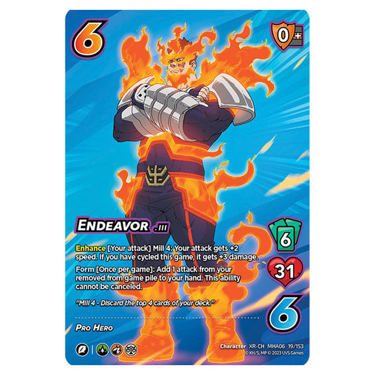 Endeavor card from the My Hero Academia set Jet Burn XR-CH MHA06 19/153