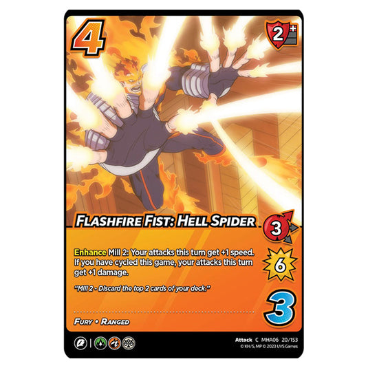 Flashfire Fist: Hell Spider card from the My Hero Academia set Jet Burn C MHA06 20/153