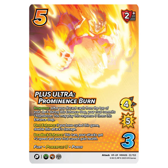 PLUS ULTRA: Prominence Burn card from the My Hero Academia set Jet Burn XR-UR MHA06 22/153