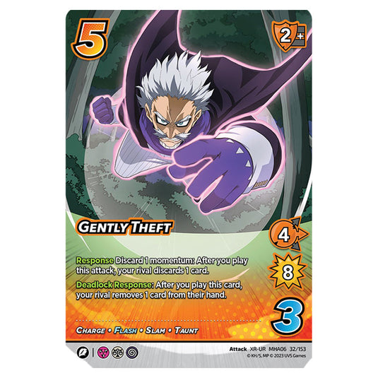 Gently Theft card from the My Hero Academia set Jet Burn XR-UR MHA06 32/153