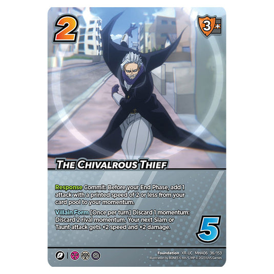 The Chivalrous Thief card from the My Hero Academia set Jet Burn XR-UC MHA06 36/153