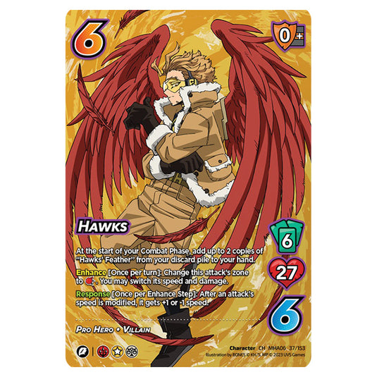 Hawks card from the My Hero Academia set Jet Burn CH MHA06 37/153