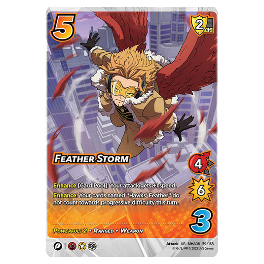 Feather Storm card from the My Hero Academia set Jet Burn UR MHA06 39/153