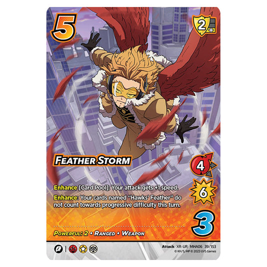 Feather Storm card from the My Hero Academia set Jet Burn XR-UR MHA06 39/153