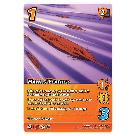 Hawks' Feather card from the My Hero Academia set Jet Burn XR-C MHA06 41/153