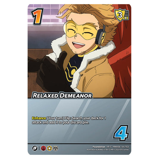 Relaxed Demeanor card from the My Hero Academia set Jet Burn XR-C MHA06 44/153