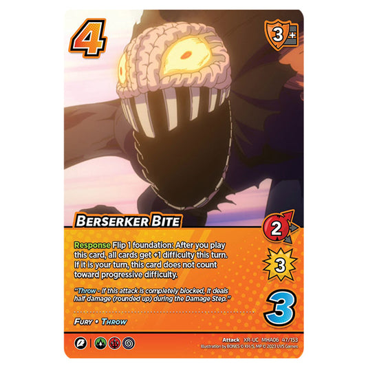 Berserker Bite card from the My Hero Academia set Jet Burn XR-UC MHA06 47/153