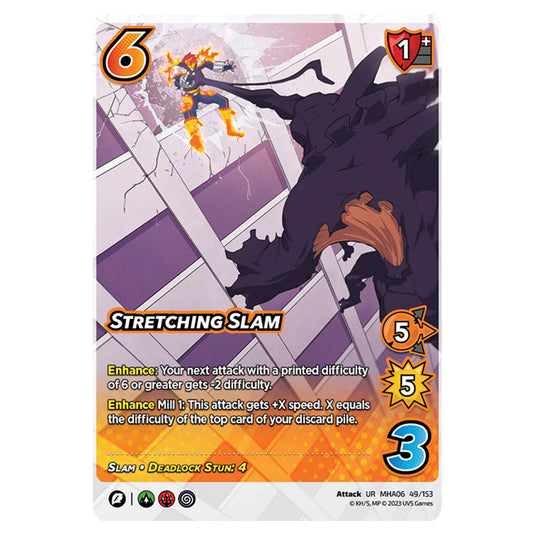 Stretching Slam card from the My Hero Academia set Jet Burn UR MHA06 49/153