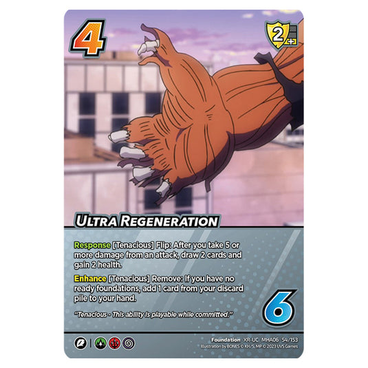 Ultra Regeneration card from the My Hero Academia set Jet Burn XR-UC MHA06 54/153