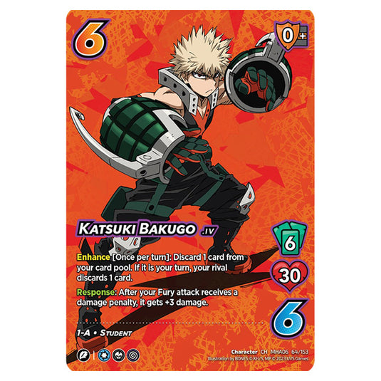 Katsuki Bakugo - 64/153 card from the My Hero Academia set Jet Burn CH MHA06 64/153