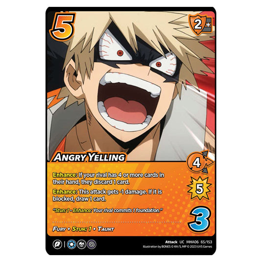 Angry Yelling card from the My Hero Academia set Jet Burn UC MHA06 65/153