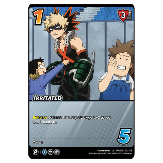 Irritated card from the My Hero Academia set Jet Burn UC MHA06 70/153