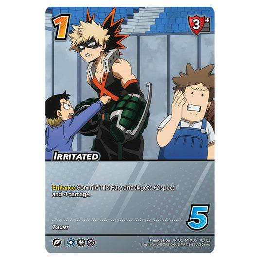 Irritated card from the My Hero Academia set Jet Burn XR-UC MHA06 70/153