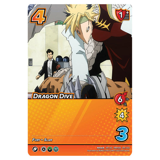 Dragon Dive card from the My Hero Academia set Jet Burn XR-UC MHA06 84/153