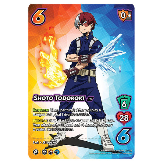 Shoto Todoroki - 91/153 card from the My Hero Academia set Jet Burn CH MHA06 91/153