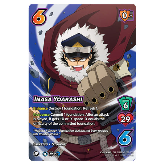 Inasa Yoarashi card from the My Hero Academia set Jet Burn CH MHA06 111/153