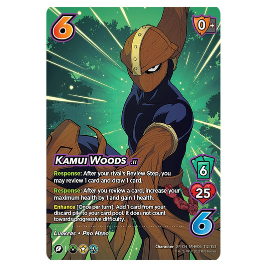 Kamui Woods card from the My Hero Academia set Jet Burn XR-CH MHA06 112/153