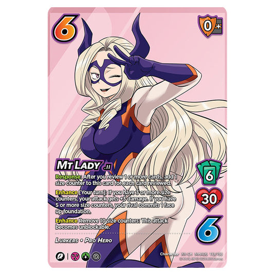 Mt Lady card from the My Hero Academia set Jet Burn XR-CH MHA06 113/153