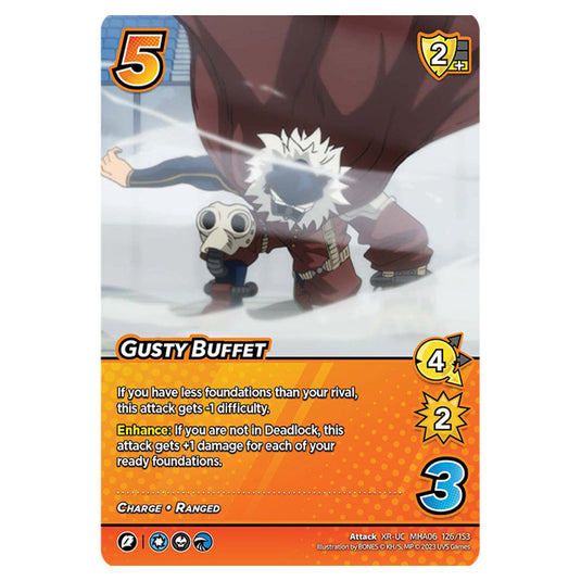 Gusty Buffet card from the My Hero Academia set Jet Burn XR-UC MHA06 126/153