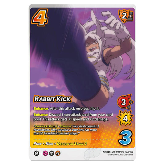 Rabbit Kick card from the My Hero Academia set Jet Burn UR MHA06 132/153