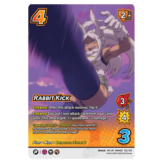 Rabbit Kick card from the My Hero Academia set Jet Burn XR-UR MHA06 132/153