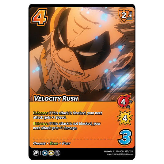 Velocity Rush card from the My Hero Academia set Jet Burn C MHA06 137/153