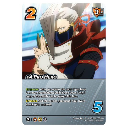 #4 Pro Hero card from the My Hero Academia set Jet Burn XR-UC MHA06 139/153