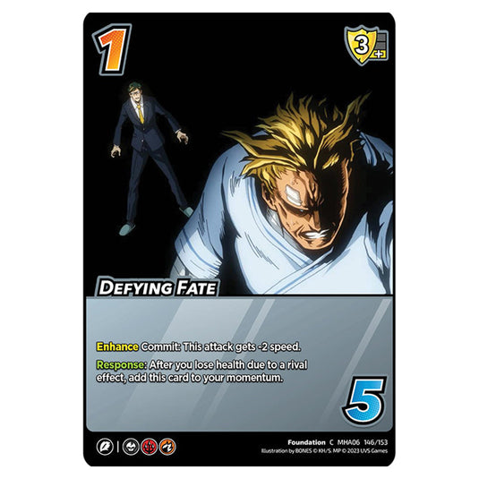 Defying Fate card from the My Hero Academia set Jet Burn C MHA06 146/153