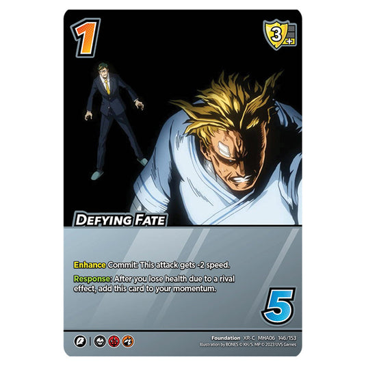 Defying Fate card from the My Hero Academia set Jet Burn XR-C MHA06 146/153