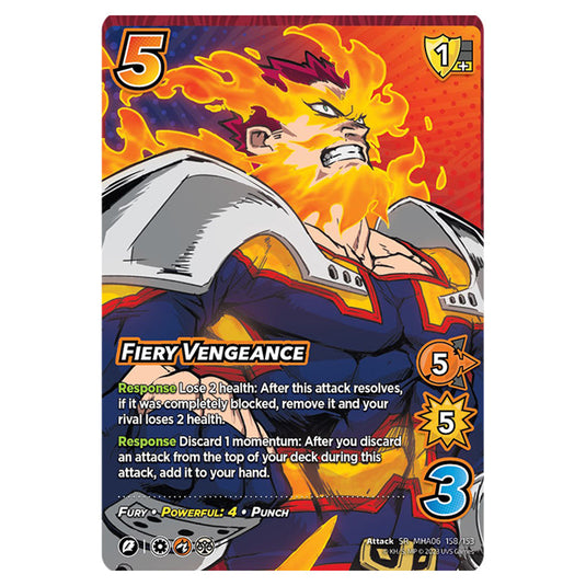 Fiery Vengeance card from the My Hero Academia set Jet Burn SR MHA06 158/153