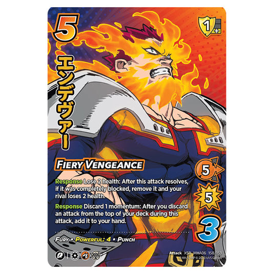 Fiery Vengeance (XSR) card from the My Hero Academia set Jet Burn XSR MHA06 158/153