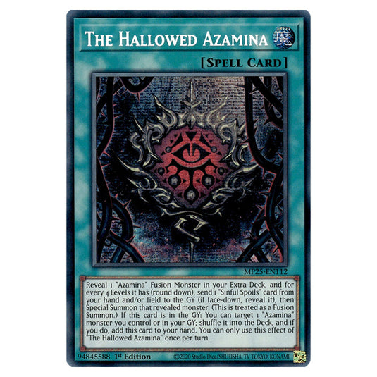 The Hallowed Azamina MP25-EN112 card from the Yu-Gi-Oh! set 2025 Mega Pack