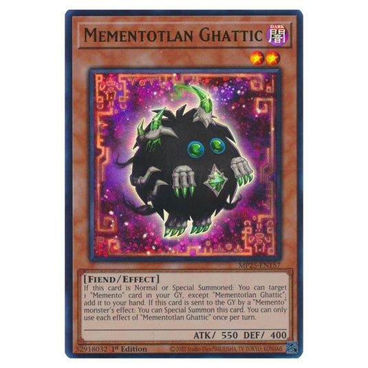 Mementotlan Ghattic MP25-EN157 card from the Yu-Gi-Oh! set 2025 Mega Pack