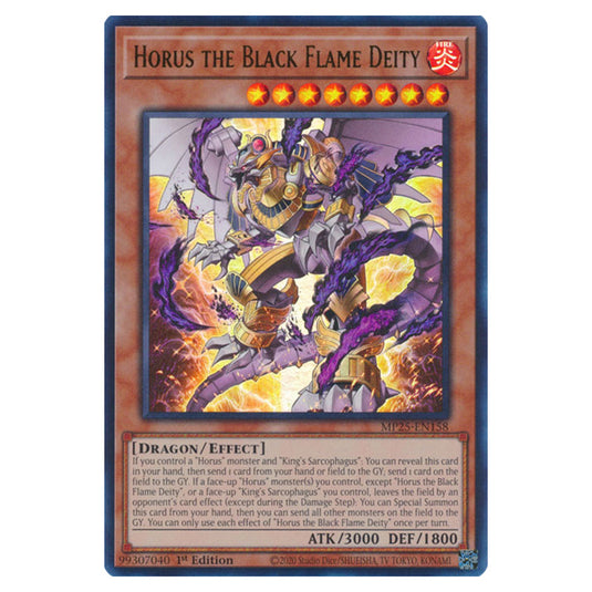 Horus the Black Flame Deity MP25-EN158 card from the Yu-Gi-Oh! set 2025 Mega Pack
