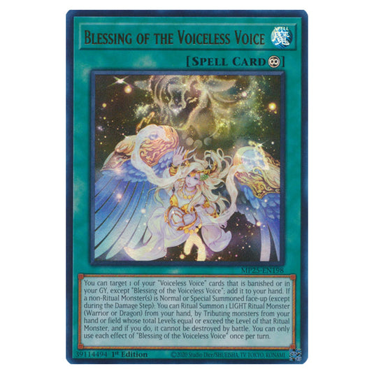 Blessing of the Voiceless Voice MP25-EN198 card from the Yu-Gi-Oh! set 2025 Mega Pack